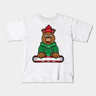 Bear Head Skating Cartoon Kids T-Shirt